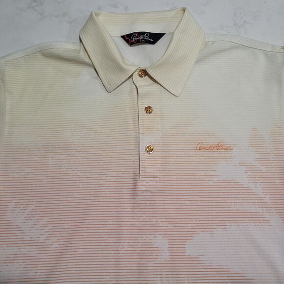 Arnold Palmer 95 Golf Polo Large Palm Trees Gradient Yellow White Black Gradient - Picture 8 of 12